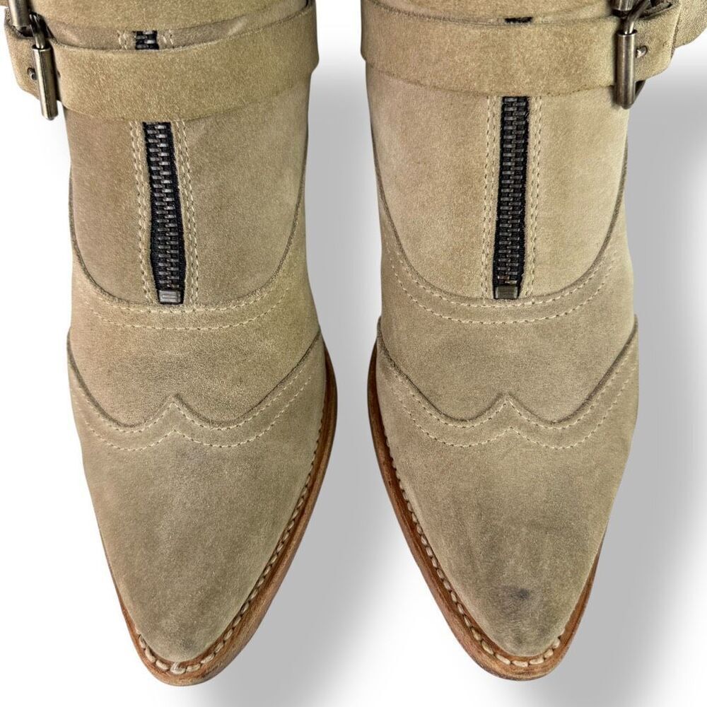 Sendra Western Moto Buckle Ankle Boots Tan Suede Triple Strap Women’s 9.5 - Picture 8 of 13